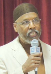 Naim Muslim speaking at a mother's program at Walnut St, Elementary School, Woodbury, NJ